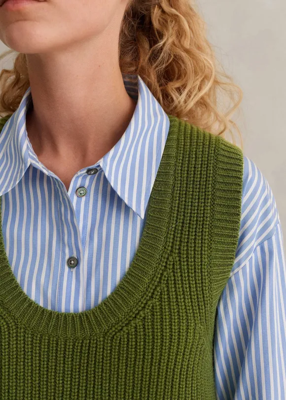 Merino Cashmere Ribbed Scoop Neck Vest