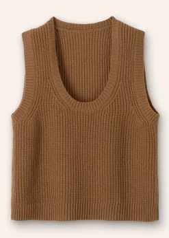 Merino Cashmere Ribbed Scoop Neck Vest