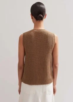 Merino Cashmere Ribbed Scoop Neck Vest