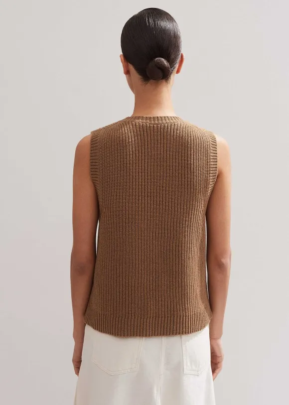 Merino Cashmere Ribbed Scoop Neck Vest