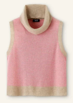 Merino Cashmere Silk Lace Stitch Vest + Snood