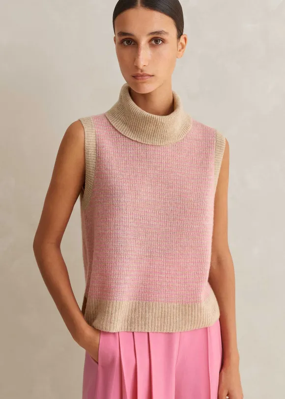Merino Cashmere Silk Lace Stitch Vest + Snood
