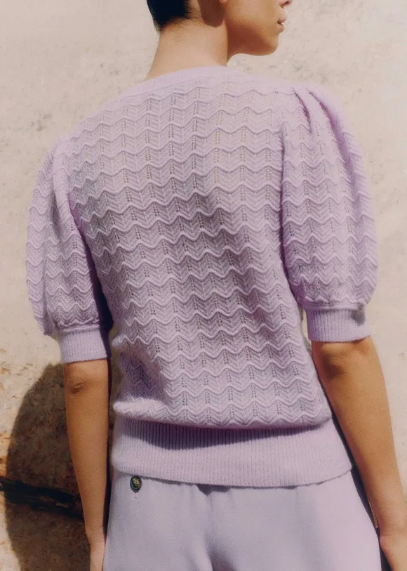 Merino Cashmere Silk Lace Stitch Tee