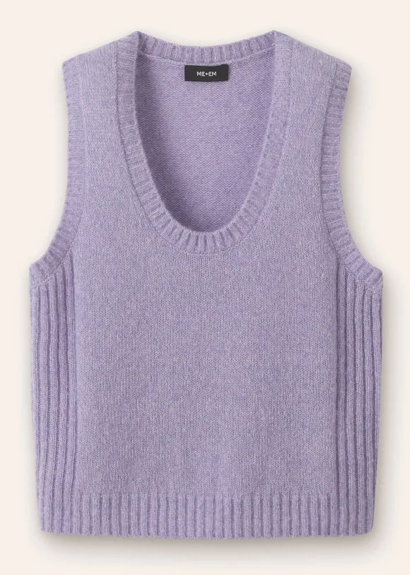 Merino Cashmere Silk Scoop Neck Vest