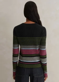 Merino Stretch Slim Rib Stripe Jumper
