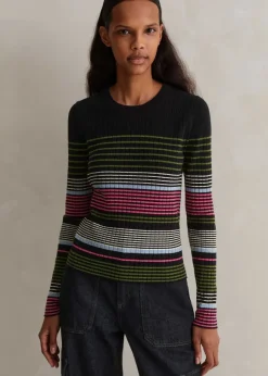 Merino Stretch Slim Rib Stripe Jumper
