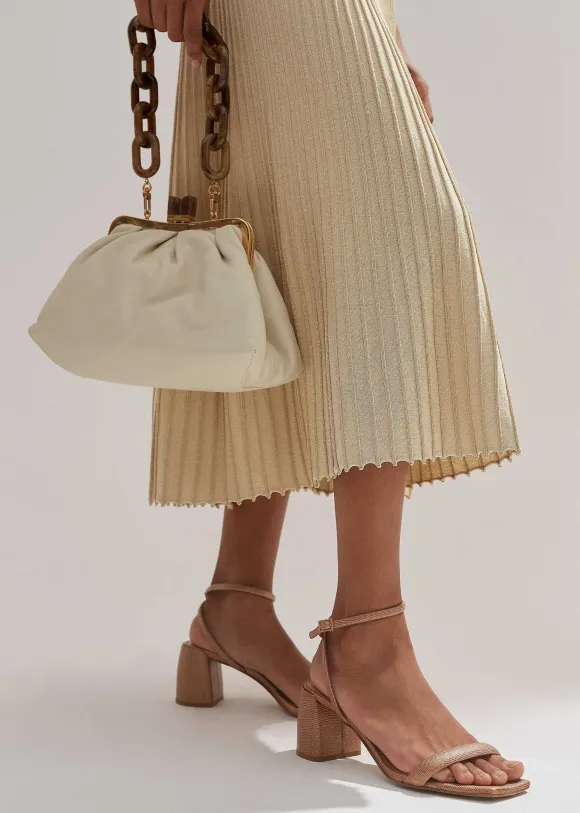 Metallic Rib Knit Cap Sleeve Midi Dress