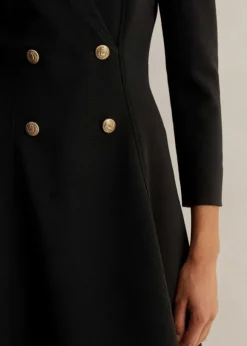 Military Button Fit And Flare Mini Dress