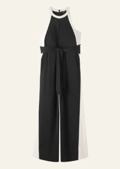 Monochrome Halterneck Jumpsuit + Belt