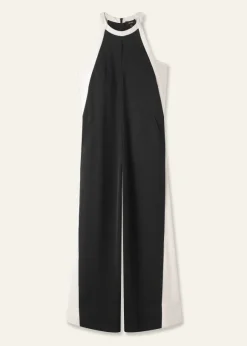 Monochrome Halterneck Jumpsuit + Belt
