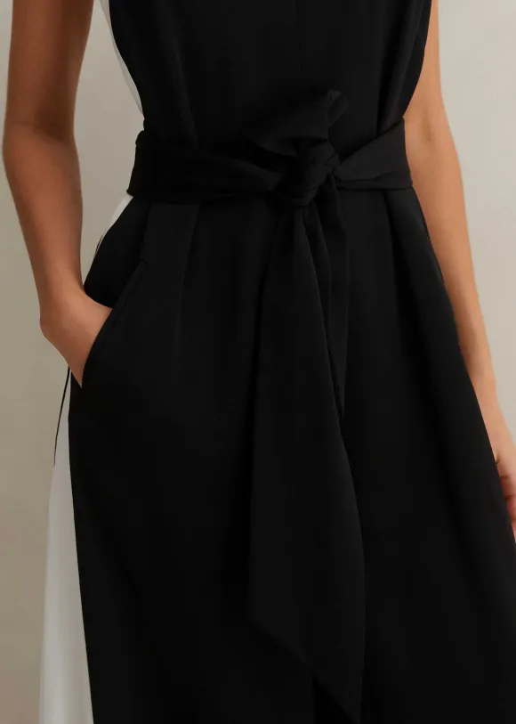 Monochrome Halterneck Jumpsuit + Belt