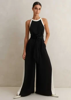 Monochrome Halterneck Jumpsuit + Belt