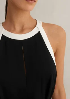 Monochrome Halterneck Jumpsuit + Belt