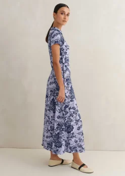 Mystic Floral Print Cap Sleeve Maxi Dress