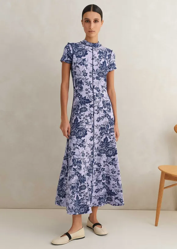 Mystic Floral Print Cap Sleeve Maxi Dress