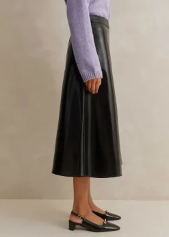 Patent Faux-Leather Midi Skirt