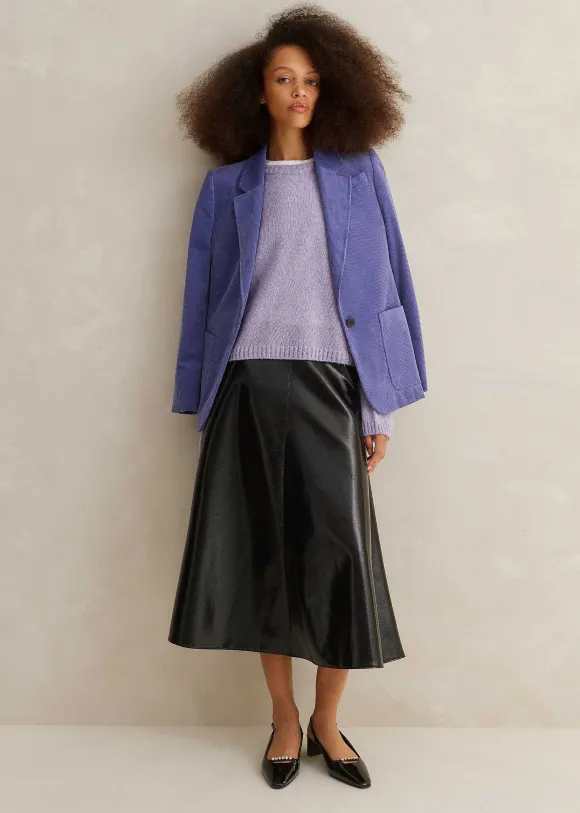 Patent Faux-Leather Midi Skirt