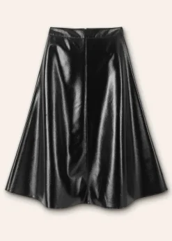 Patent Faux-Leather Midi Skirt