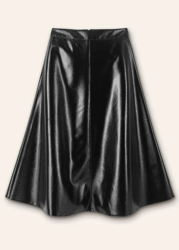 Patent Faux-Leather Midi Skirt