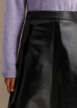 Patent Faux-Leather Midi Skirt