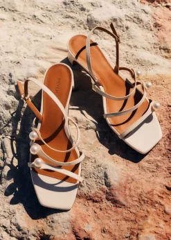 Pearl Detail Nappa Kitten Sandal