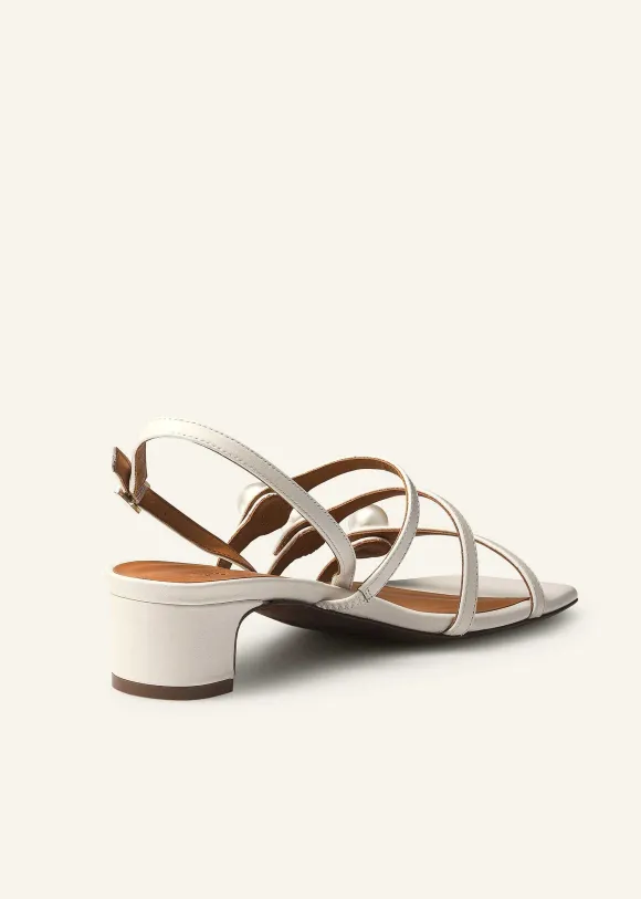 Pearl Detail Nappa Kitten Sandal