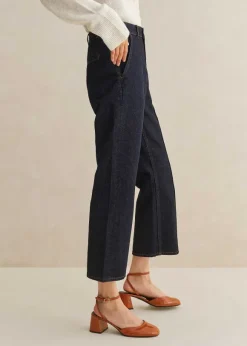 Pin Tuck Kick Flare Crop Jean