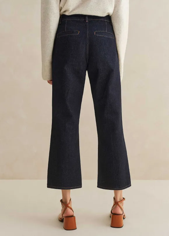 Pin Tuck Kick Flare Crop Jean