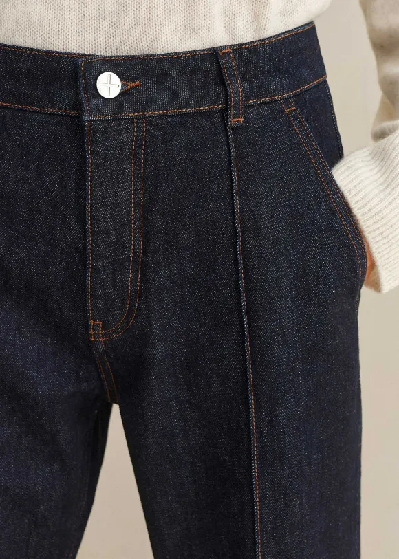 Pin Tuck Kick Flare Crop Jean
