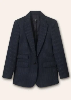 Pinstripe Bracelet Sleeve Boyfriend Blazer