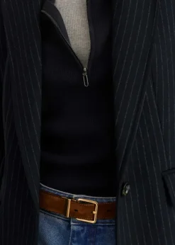Pinstripe Bracelet Sleeve Boyfriend Blazer