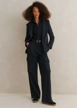 Pinstripe Relaxed Straight Cargo Trouser