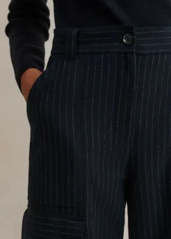 Pinstripe Relaxed Straight Cargo Trouser