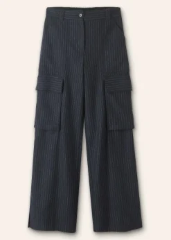 Pinstripe Relaxed Straight Cargo Trouser