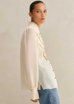 Pleat Blouse + Removable Velvet Tie