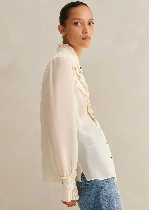 Pleat Blouse + Removable Velvet Tie