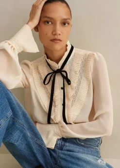 Pleat Blouse + Removable Velvet Tie