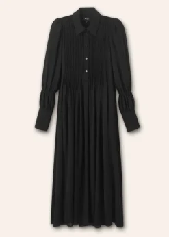Pleated Midi Shirt Dress + Belt