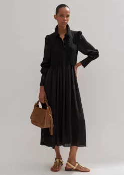 Pleated Midi Shirt Dress + Belt