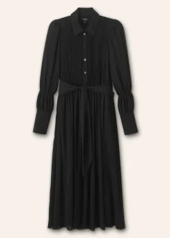 Pleated Midi Shirt Dress + Belt
