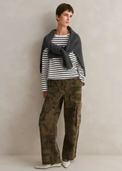 Pocket Detail Boxy Long Sleeve Stripe Top