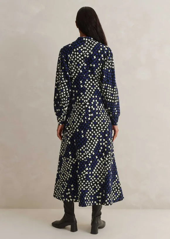 Printed Ponte Balloon Sleeve Maxi Dress