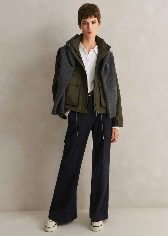 Regular Length Cotton Flared Cargo Trouser