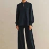 Regular-Length Travel Tailoring Wide-Leg Palazzo Co-Ord