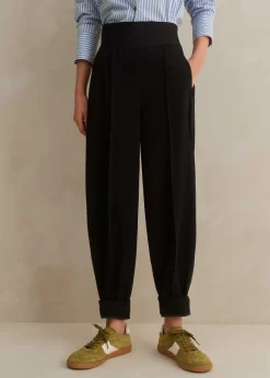 Rib Waist Fluid Tapered Trouser