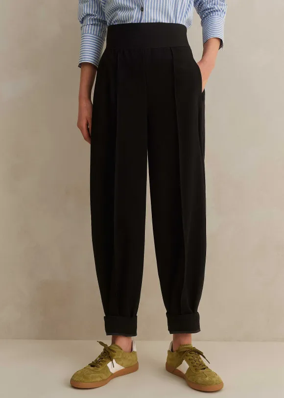 Rib Waist Fluid Tapered Trouser
