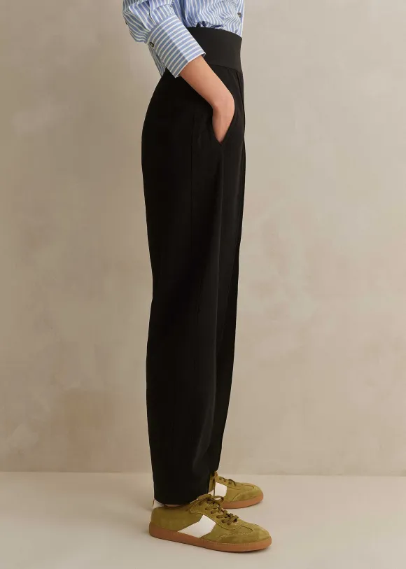 Rib Waist Fluid Tapered Trouser