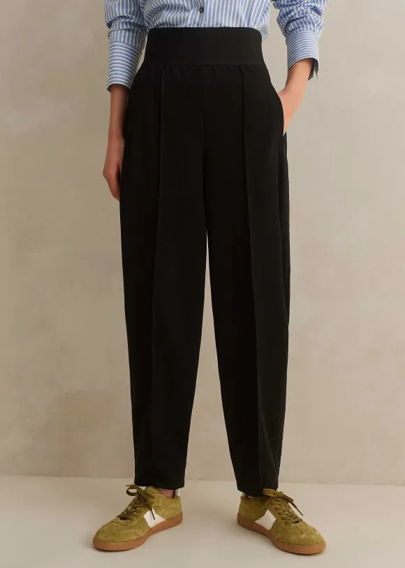 Rib Waist Fluid Tapered Trouser