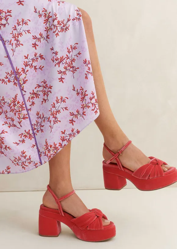 Ruched Velvet Knot Platform