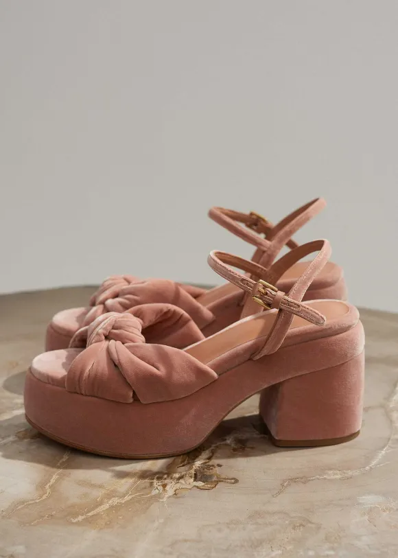 Ruched Velvet Knot Platform